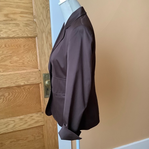 JONES NEW YORK Brown Stretch Satin Hourglass Blazer Size 4 - Picture 3 of 14